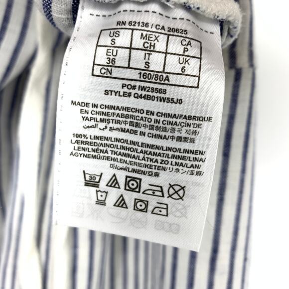 Guess Pull On Wide Leg Pants Womens Size Small Blue White Striped 100% Linen - Picture 7 of 8